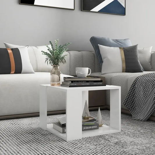 Modern White Coffee Table – 15.7'' x 15.7'' x 11.8'' (Engineered Wood)