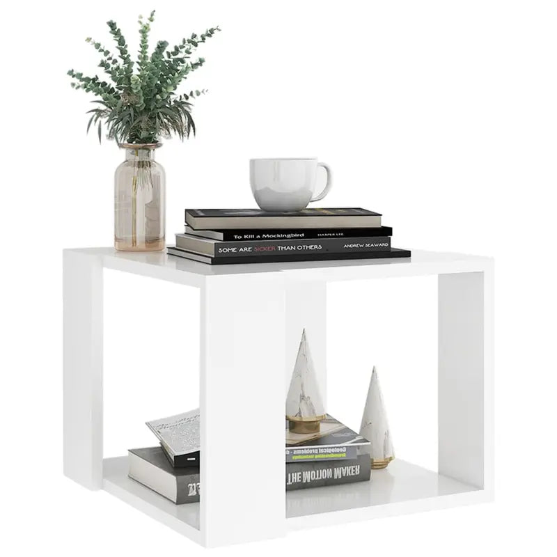 Modern White Coffee Table – 15.7'' x 15.7'' x 11.8'' (Engineered Wood)