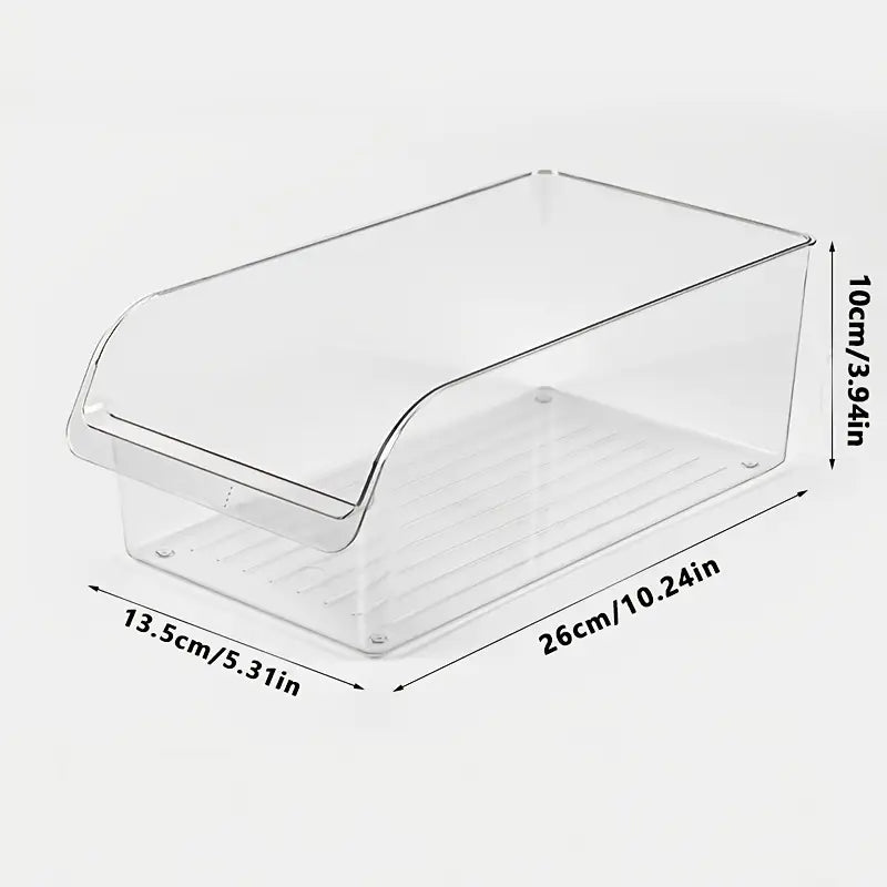 Stackable Refrigerator Bins – Set of 3 Large PET Containers with Locking Lids